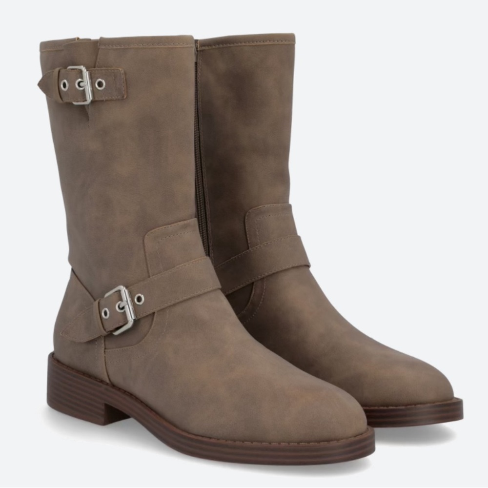 Faux Suede Taupe Boot, Size 8